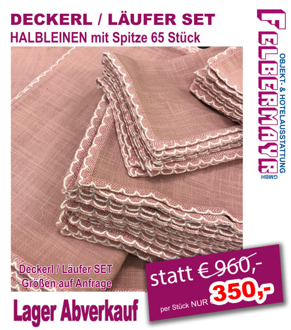 DECKERL / LÄUFER SET Halbleinen, Farbe altrosa